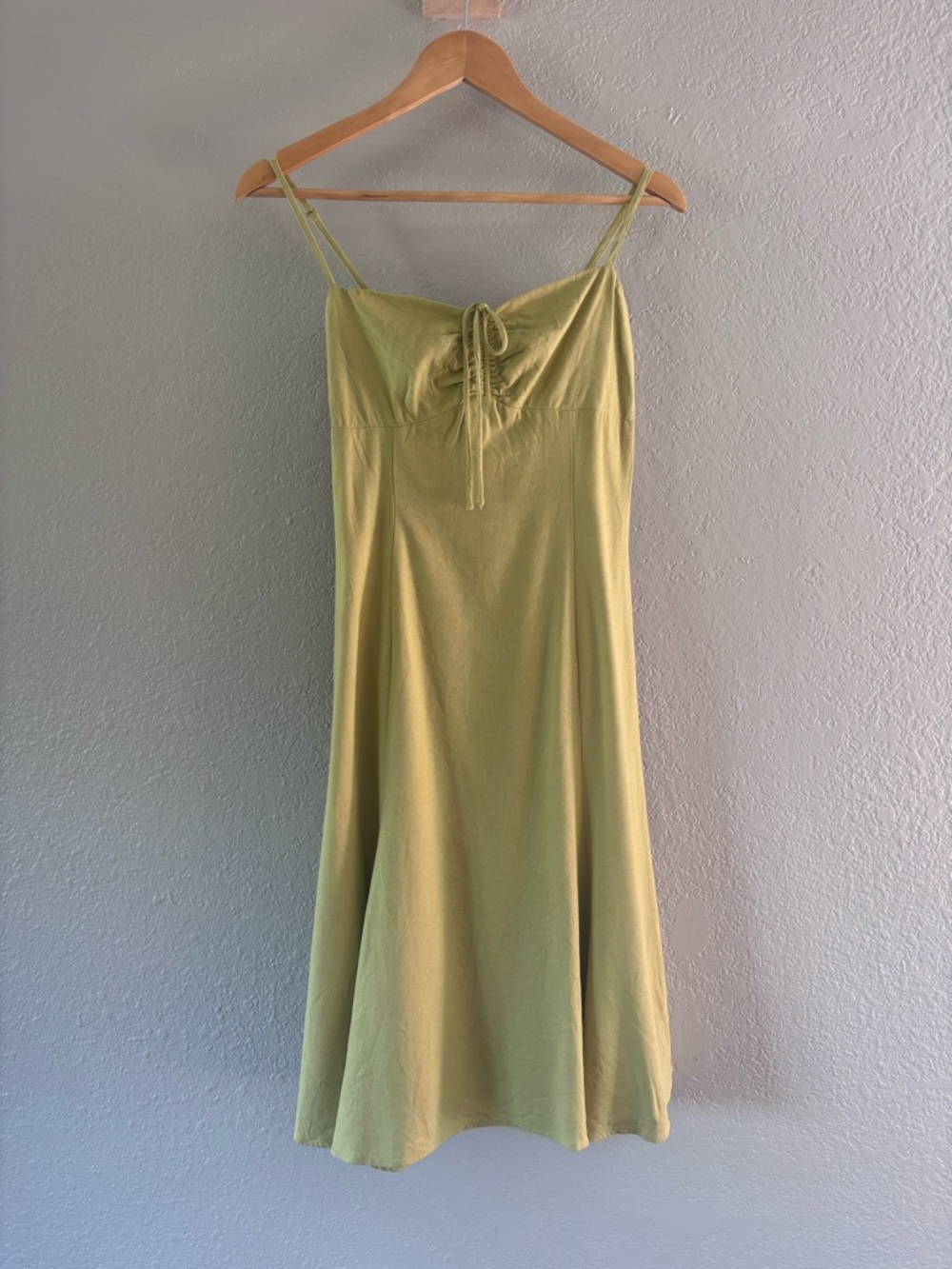 Love Bonito Linen Blend Midi Dress Sage Green Minimalist Slip Dress Size S